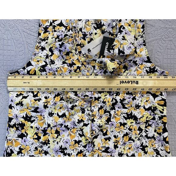 NWT Karl Lagerfeld Sz S Cvrd Btn Front V Ruffle Neck Front Sleeveless Blouse - Picture 11 of 12